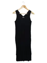 Vorschaubild 1 von TAIFUN Strickkleid Damen Gr. 38/M Schwarz Elegant Midi Rippstrick