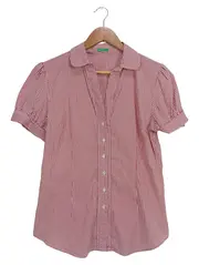 Vorschaubild 1 von Damen Bluse Gestreift Rot Weiß Gr. 38 Klassisch
