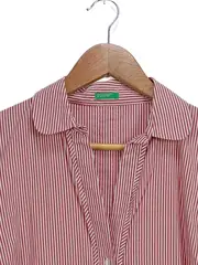 Vorschaubild 5 von Damen Bluse Gestreift Rot Weiß Gr. 38 Klassisch