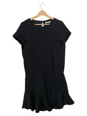 Vorschaubild 1 von Freizeitkleid Damen Gr. 40/L Schwarz Midikleid Rüschen Casual