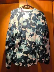 Vorschaubild 2 von Damen Bluse Gr. 40/L Blau Abstrakt Viskose V-Ausschnitt Langarm