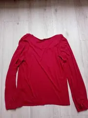 Vorschaubild 2 von Damen Langarmshirt Gr. M Rot Boho Quasten Viskose