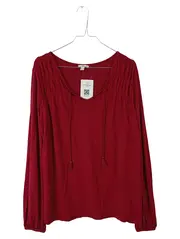 Vorschaubild 1 von Damen Langarmshirt Gr. M Rot Boho Quasten Viskose