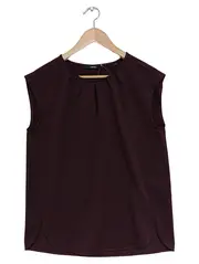 Vorschaubild 1 von Damen Bluse Gr. 36/S Braun Strukturmuster Ärmellos Klassisch Elegant