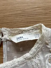 Vorschaubild 3 von Damen Bluse Weiß Gr. 38, M mit Quasten Spitze Stickerei Bohemian