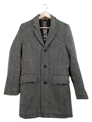 Vorschaubild 1 von Herren Wollmantel Gr. S Fischgrätenmuster Grau Klassisch