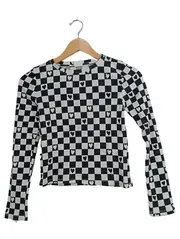 Vorschaubild 1 von Kinder Pullover Langarm Kariert Rippstrick Baumwolle Gr. 164 Schwarz