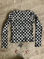 Vorschaubild 4 von Kinder Pullover Langarm Kariert Rippstrick Baumwolle Gr. 164 Schwarz