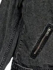 Vorschaubild 6 von Damen Jeansjacke Biker Stil Grau Gr. 40/L