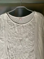 Vorschaubild 3 von Damen Bluse Shirt Gr. 36/S Weiß Bohemian Stickerei