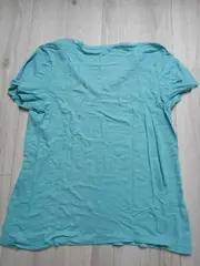 Vorschaubild 2 von Damen T-Shirt Gr. 38 Türkis V-Ausschnitt Refuse To Give Up