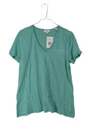 Vorschaubild 1 von Damen T-Shirt Gr. 38 Türkis V-Ausschnitt Refuse To Give Up