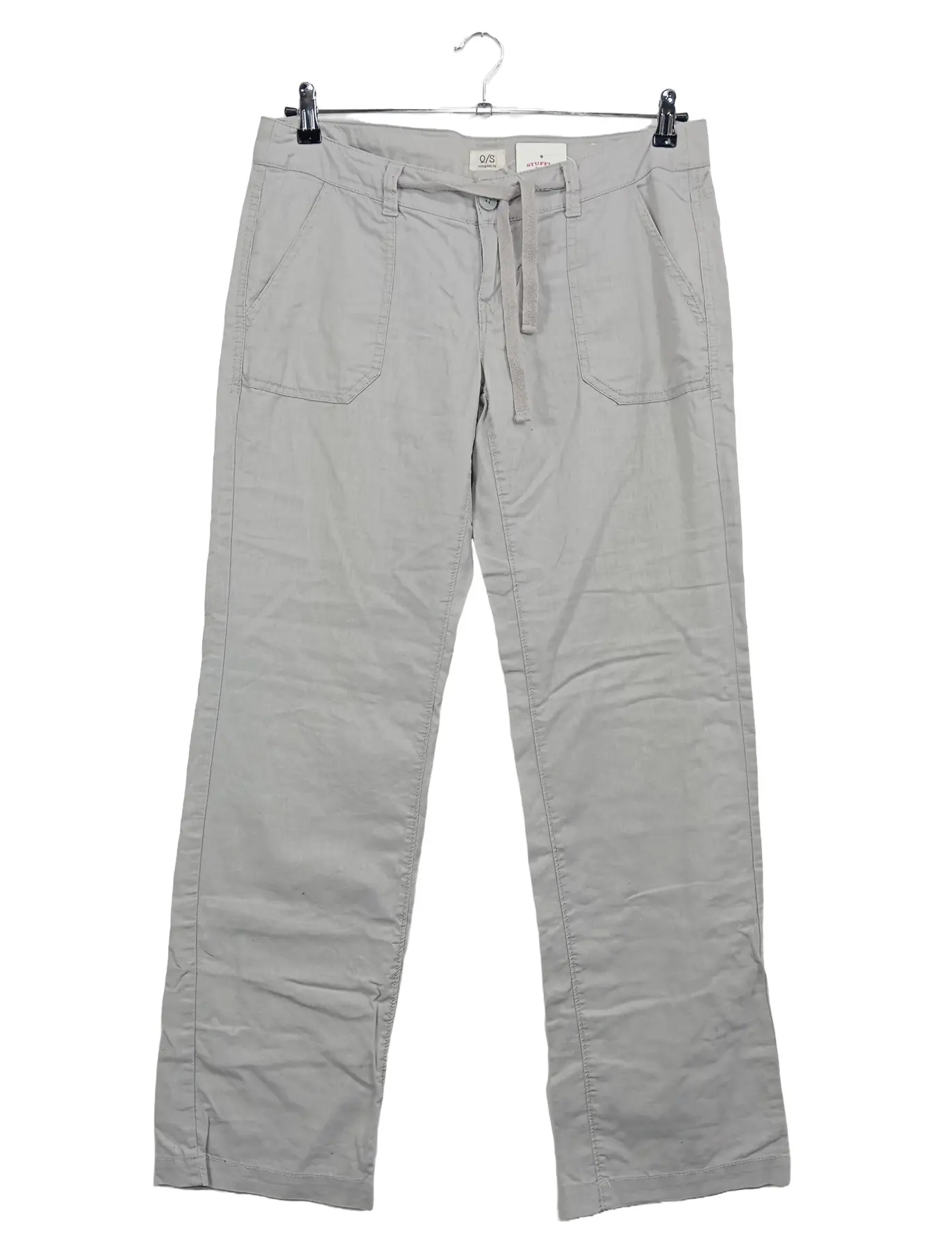 Q/S DESIGNED BY Damen Stoffhose Gr. 38 Grau Casual Leinen-Mix