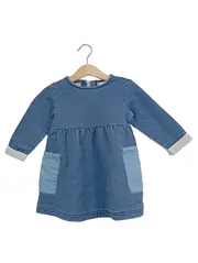 Vorschaubild 1 von Jeanskleid Gr. 86 Blau Casual Uni Baumwolle Frühling Sommer Kinder