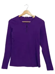 Vorschaubild 1 von Damen Langarmshirt Gr. S Lila Rippstrick Keyhole Casual