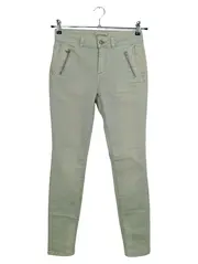 Vorschaubild 1 von Damen Stoffhose Gr. 34 XS Grün Casual Reißverschluss-Details