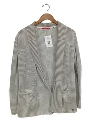 Vorschaubild 1 von Strickjacke Damen Beige Gr. 36/S Casual Rippstrick Meliert