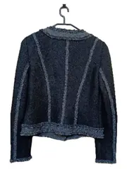 Vorschaubild 2 von Damen Blazer Jacke Schwarz Strukturmuster Fransen Gr. 38 M