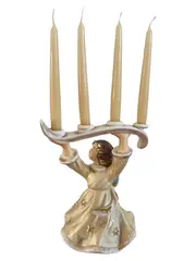 Vorschaubild 1 von Engel Kerzenhalter Keramik Mehrfarbig 20cm Weihnachtlich Advent