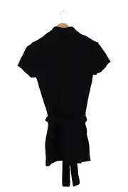 Vorschaubild 2 von Damen Freizeitkleid Strickkleid Schwarz Gr. 32/XS Wasserfallausschnitt