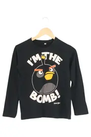 Vorschaubild 1 von Langarmshirt Kinder 152 Schwarz Vogel Motiv Baumwolle