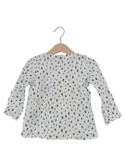 Vorschaubild 2 von Kinder Bluse Gr. 98 Weiß gepunktet Langarm Baumwolle Klassisch