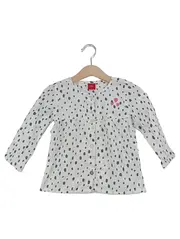 Vorschaubild 1 von Kinder Bluse Gr. 98 Weiß gepunktet Langarm Baumwolle Klassisch