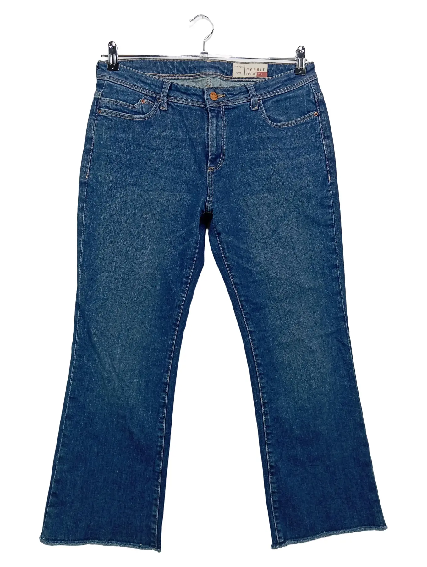 ESPRIT Damen Jeans Regular Fit Flare W31/L26 Blau Casual Baumwolle