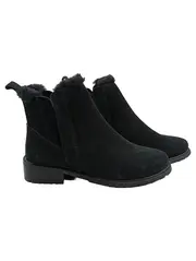 Vorschaubild 1 von Chelsea Boots Damen Gr. 40 Schwarz Wildleder Fellfutter