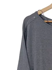 Vorschaubild 2 von Damen Pullover Gr. 42 Grau Casual 3/4-Arm mit Knöpfen