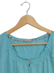 Vorschaubild 3 von Damen T-Shirt Türkis Gr. 38/M Kurzarm Baumwolle Casual