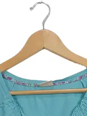 Vorschaubild 8 von Damen T-Shirt Türkis Gr. 38/M Kurzarm Baumwolle Casual