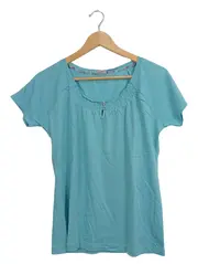 Vorschaubild 1 von Damen T-Shirt Türkis Gr. 38/M Kurzarm Baumwolle Casual