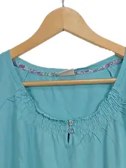 Vorschaubild 2 von Damen T-Shirt Türkis Gr. 38/M Kurzarm Baumwolle Casual