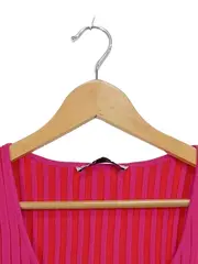 Vorschaubild 6 von Damen Pullunder Stricktop Gr. S Pink Gestreift Rippstrick