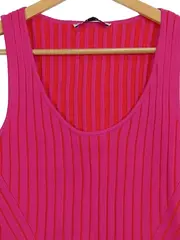 Vorschaubild 4 von Damen Pullunder Stricktop Gr. S Pink Gestreift Rippstrick