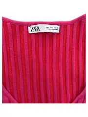 Vorschaubild 7 von Damen Pullunder Stricktop Gr. S Pink Gestreift Rippstrick