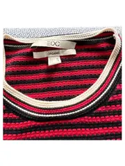 Vorschaubild 2 von Damen Pullover Gr. XS Rot Schwarz Gestreift Bio-Baumwolle