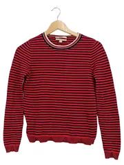 Vorschaubild 1 von Damen Pullover Gr. XS Rot Schwarz Gestreift Bio-Baumwolle