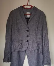Vorschaubild 7 von Damen Blazer Gr. 38 Grau Leinen Klassisch Business