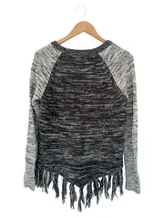 Vorschaubild 2 von Damen Pullover Strickpullover Grau 36/S Casual Fransen