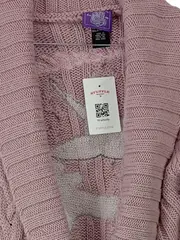 Vorschaubild 4 von Strickjacke Damen Gr. S Rosa Zopfmuster Bindegürtel
