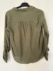 Vorschaubild 2 von Hemdbluse Langarm Damen Oliv Gr. S Baumwolle Freizeit Casual