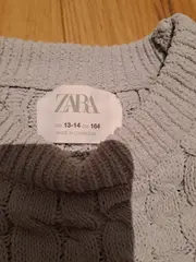 Vorschaubild 3 von Mädchen Strickpullover Zopfmuster Grau Gr. 164 Cropped