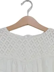 Vorschaubild 2 von Bluse Mädchen Gr. 140 Weiß Lochmuster Spitze 3/4-Arm