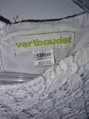 Vorschaubild 3 von Bluse Mädchen Gr. 140 Weiß Lochmuster Spitze 3/4-Arm