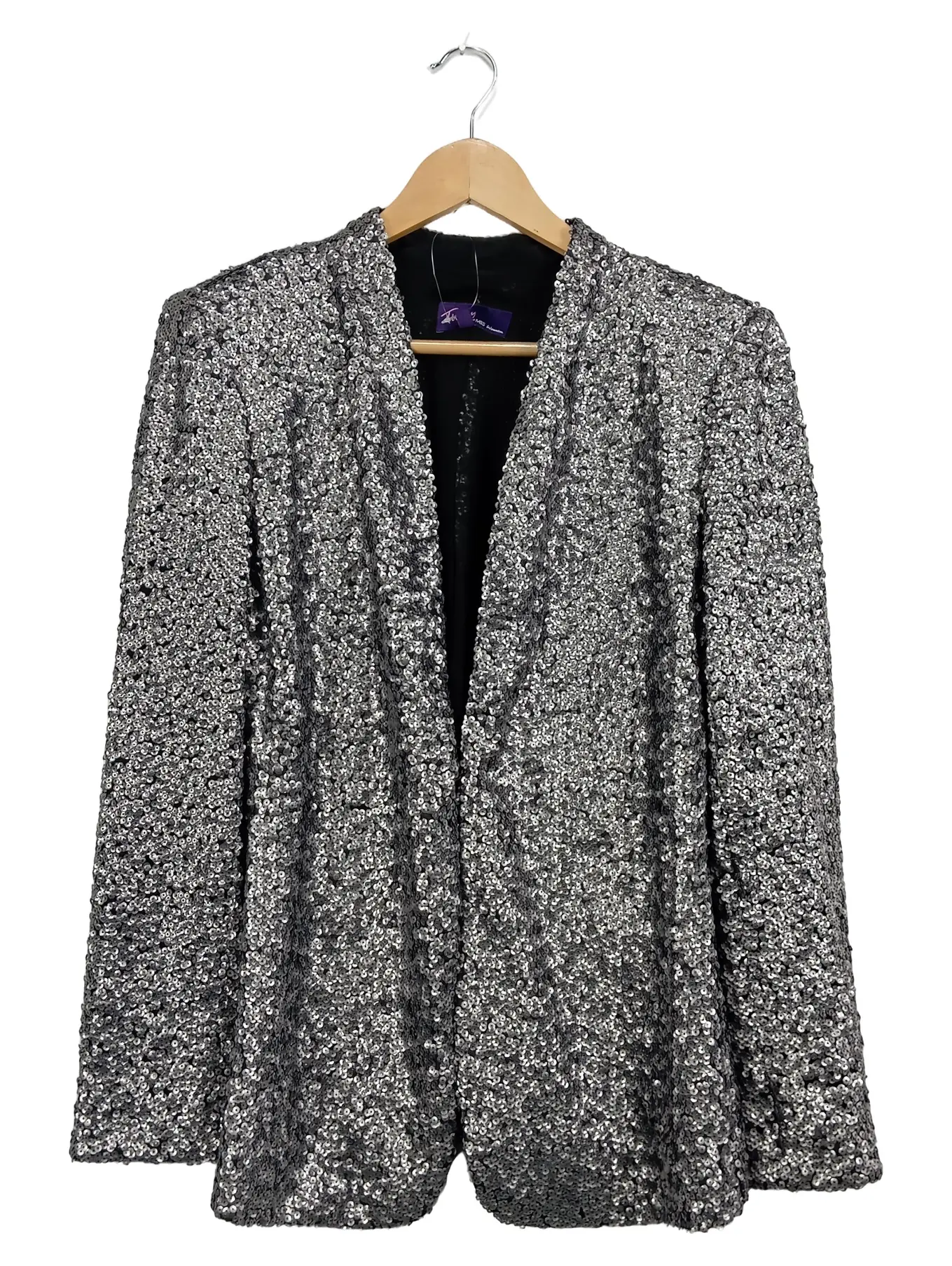 TWIGGY Damen Pailletten Blazer Sakko Jacke Silber Gr. 42/XL Glamourös