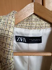 Vorschaubild 3 von Damen Tweed Blazer Bouclé Jacke Beige Cropped Gr. M 38