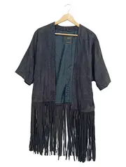 Vorschaubild 1 von Damen Lederjacke Fransen Schwarz Gr. 32/XXS Bohemian Style