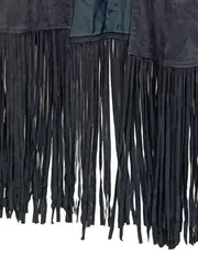 Vorschaubild 2 von Damen Lederjacke Fransen Schwarz Gr. 32/XXS Bohemian Style